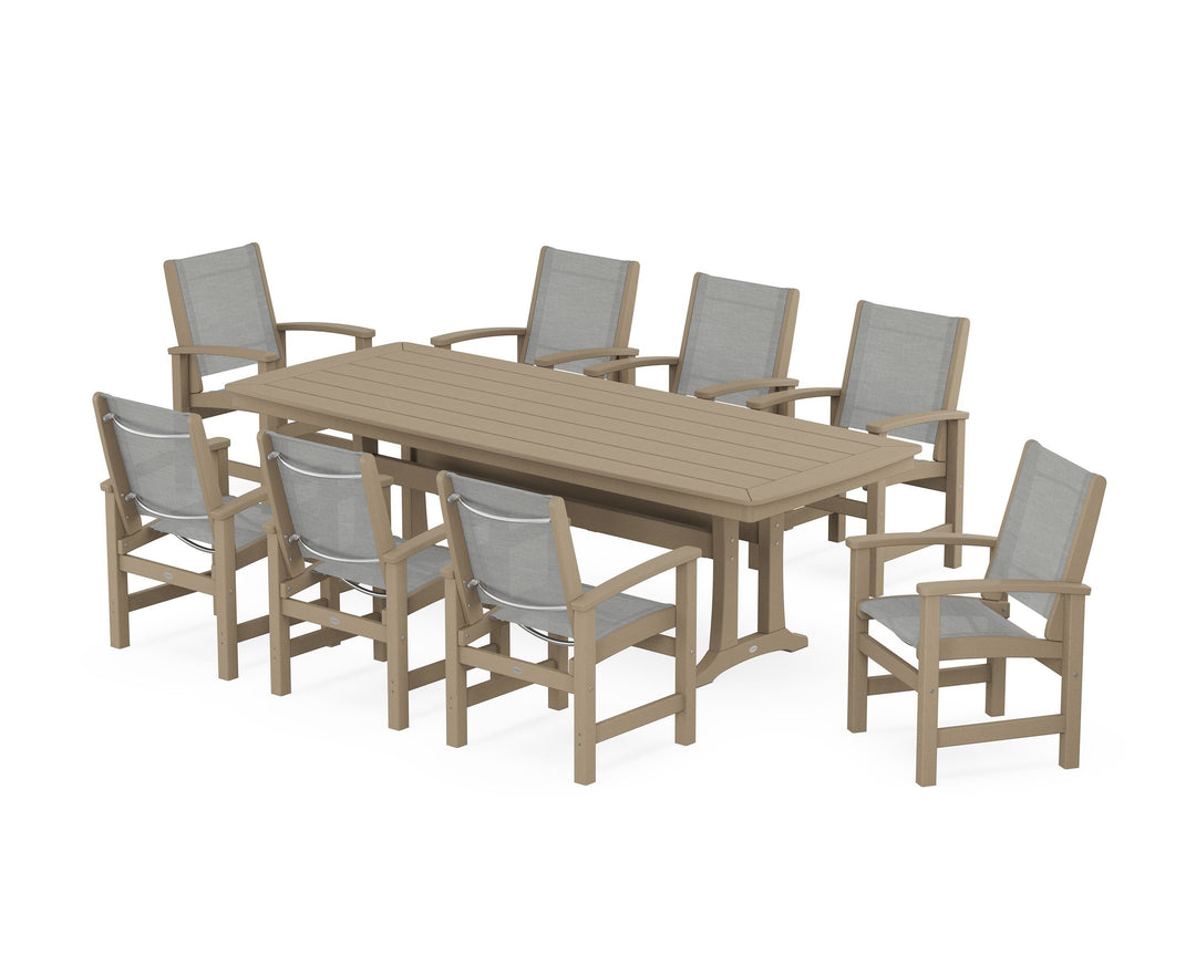 POLYWOOD® Coastal 9-Piece Dining Set with Trestle Legs