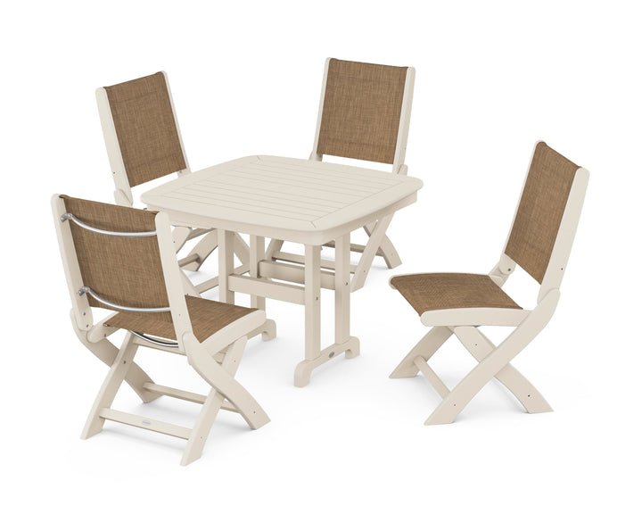 POLYWOOD® Coastal Folding Side Chair 5-Piece Dining Set