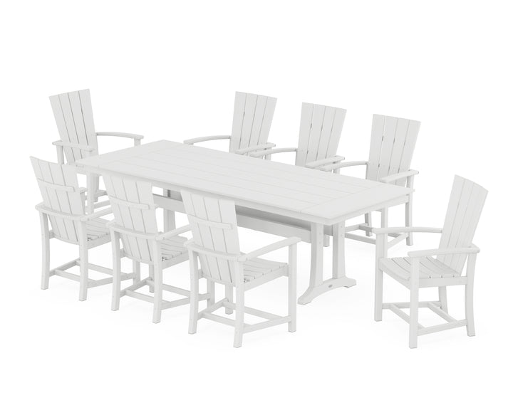 POLYWOOD® Quattro Adirondack 9-Piece Farmhouse Dining Set with Trestle Legs