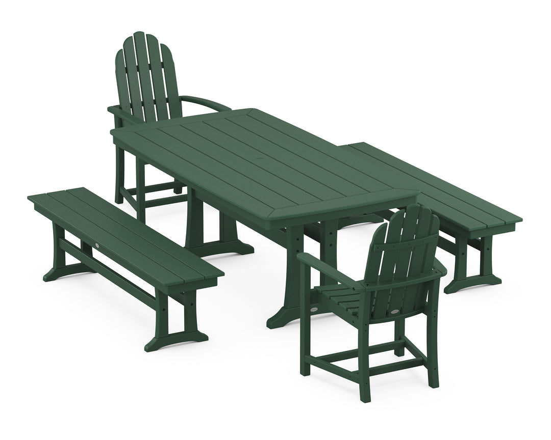 POLYWOOD® Classic Adirondack 5-Piece Dining Set with Trestle Legs