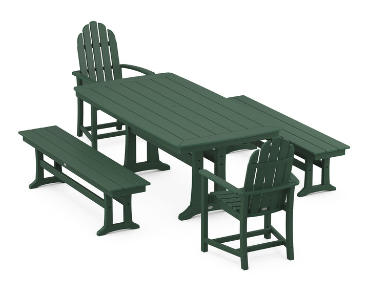 POLYWOOD® Classic Adirondack 5-Piece Dining Set with Trestle Legs