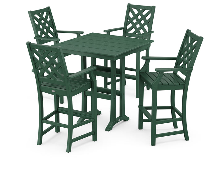 Country Living Wovendale 5-Piece Farmhouse Bar Set with Trestle Legs