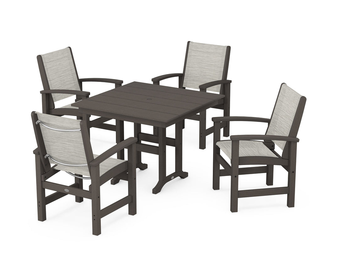 POLYWOOD® Coastal 5-Piece Farmhouse Dining Set