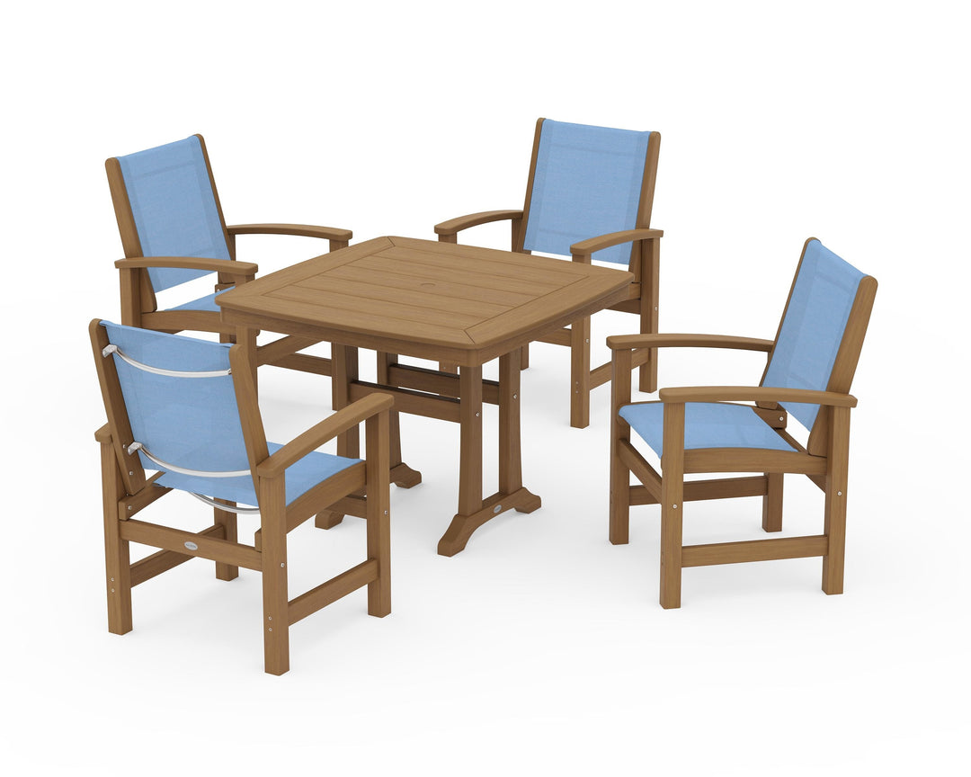 POLYWOOD® Coastal 5-Piece Dining Set with Trestle Legs
