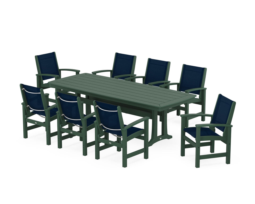 POLYWOOD® Coastal 9-Piece Dining Set with Trestle Legs