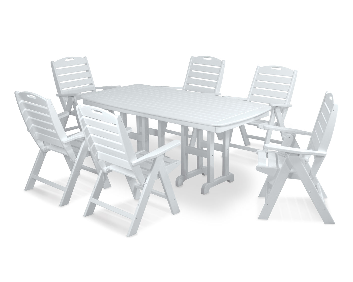 Nautical Folding Highback Chair 7-Piece Dining Set