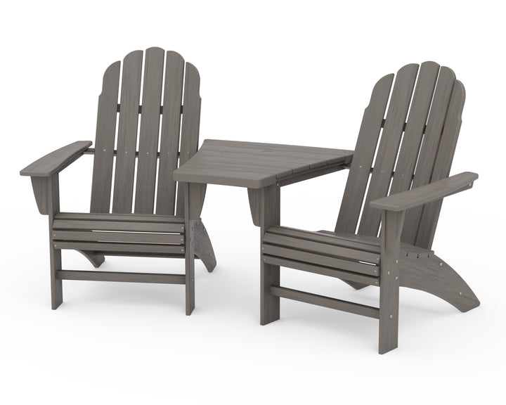 POLYWOOD® Vineyard 3-Piece Curveback Adirondack Set with Angled Connecting Table