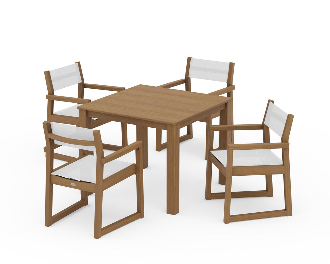 POLYWOOD® EDGE Sling Arm Chair 5-Piece Parsons Dining Set