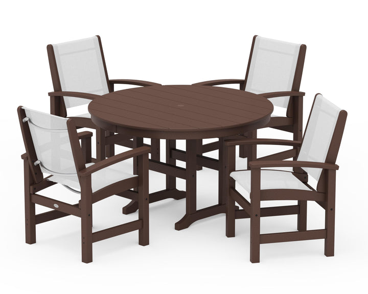 POLYWOOD® Coastal 5-Piece Round Farmhouse Dining Set