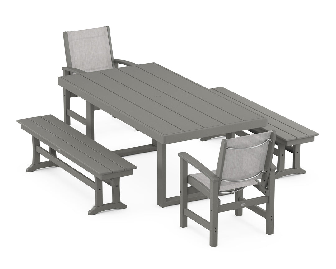 POLYWOOD® Coastal 5-Piece Dining Set with Trestle Legs