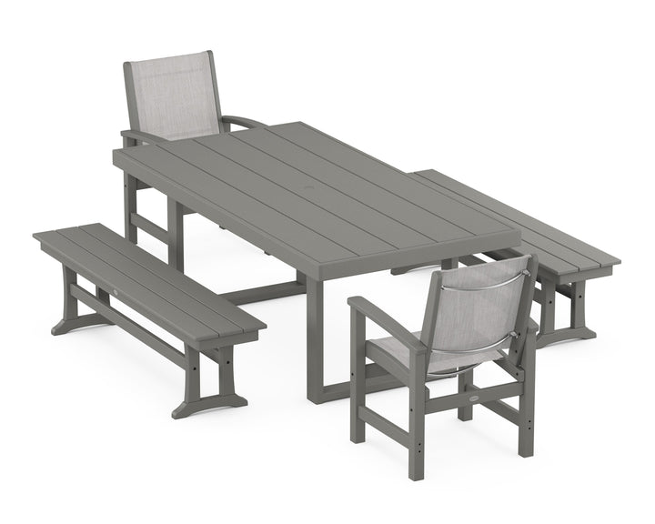 POLYWOOD® Coastal 5-Piece Dining Set with Trestle Legs