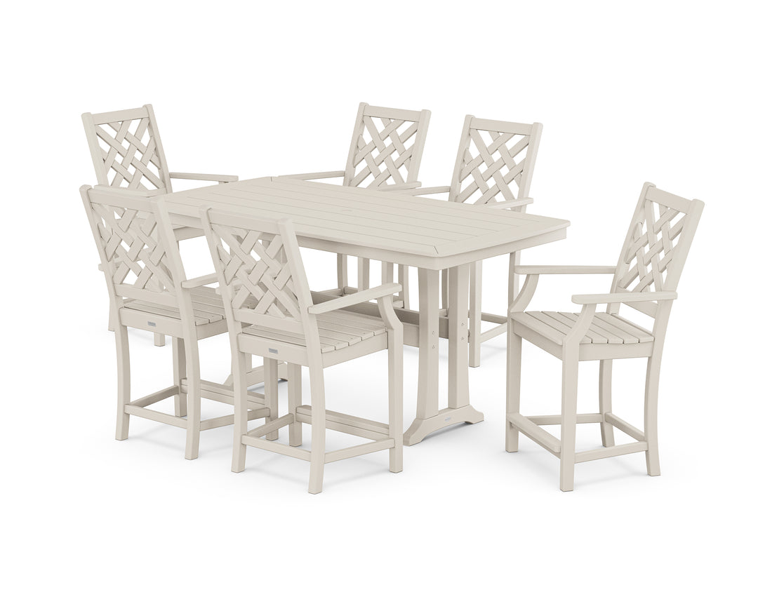 Country Living Wovendale Arm Chair 7-Piece Counter Set with Trestle Legs