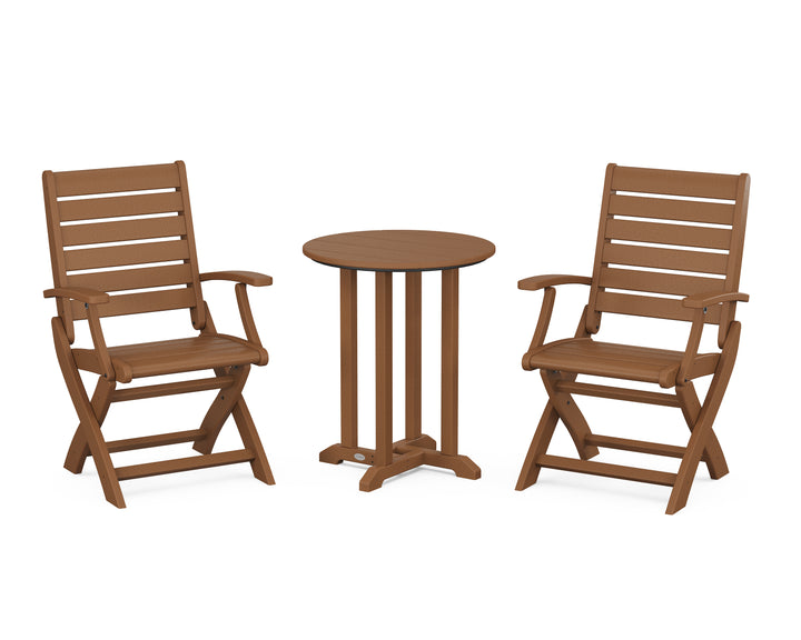 POLYWOOD® Signature Folding Chair 3-Piece Round Farmhouse Bistro Dining Set