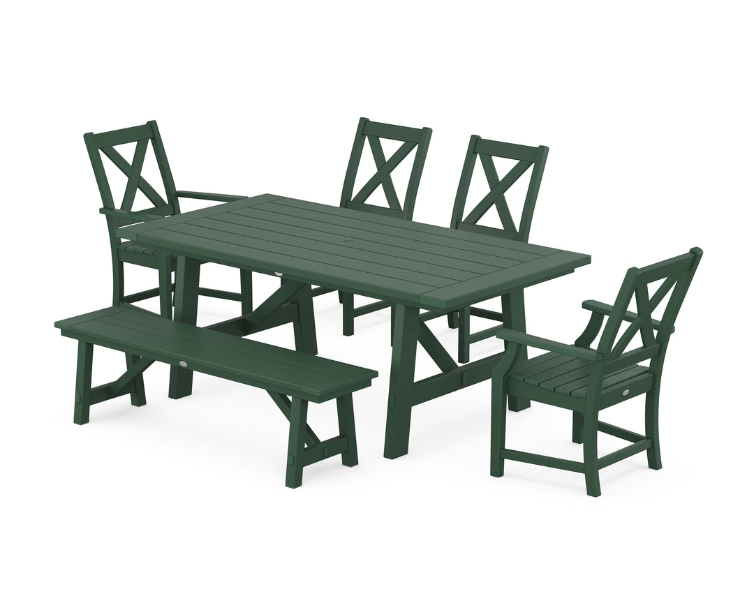POLYWOOD® Braxton 6-Piece Rustic Farmhouse Dining Set With Trestle Legs