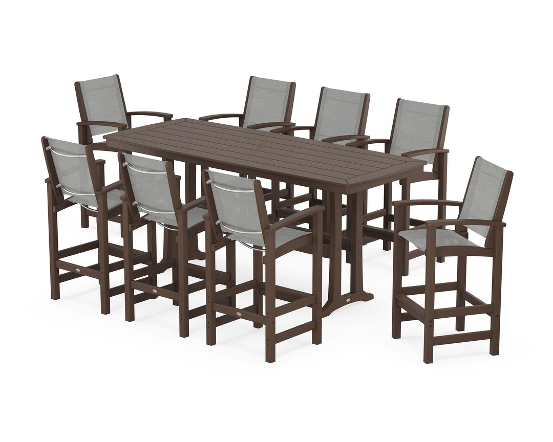 POLYWOOD® Coastal 9-Piece Bar Set with Trestle Legs