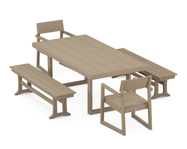 POLYWOOD® EDGE 5-Piece Dining Set with Benches
