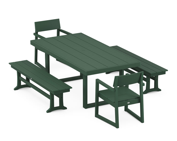 POLYWOOD® EDGE 5-Piece Dining Set with Benches