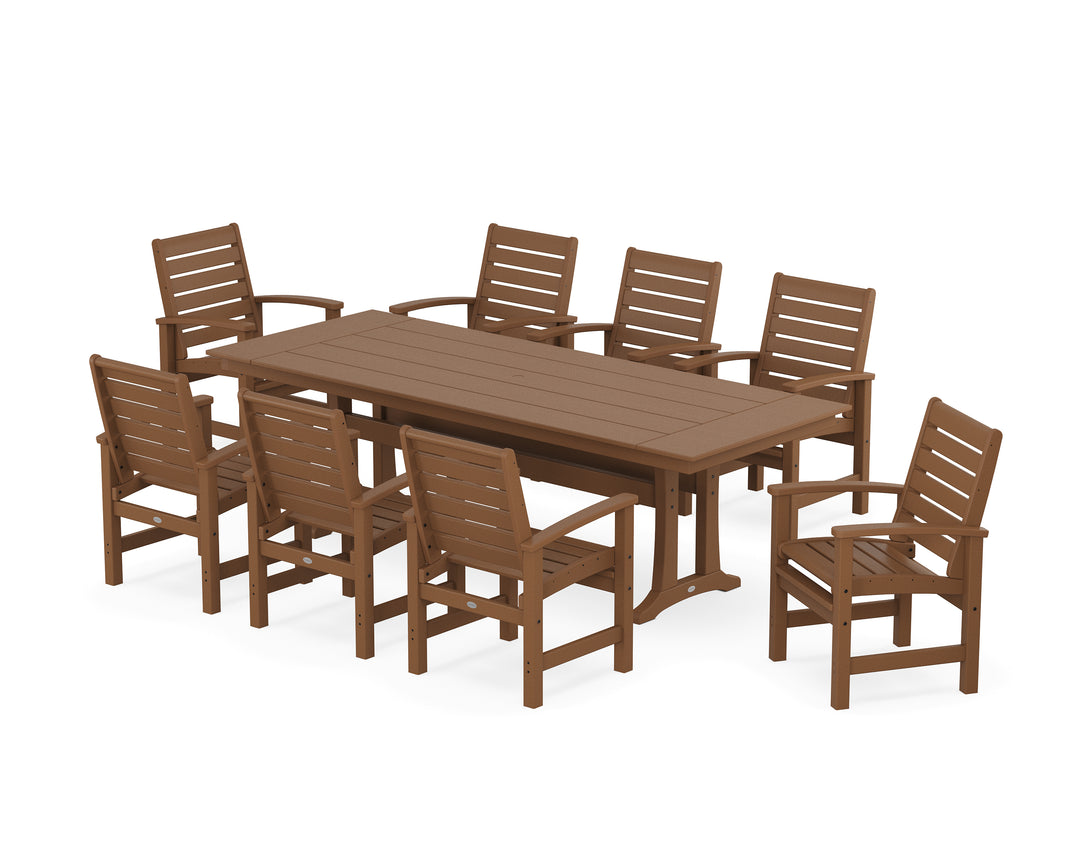 POLYWOOD® Signature 9-Piece Farmhouse Dining Set with Trestle Legs