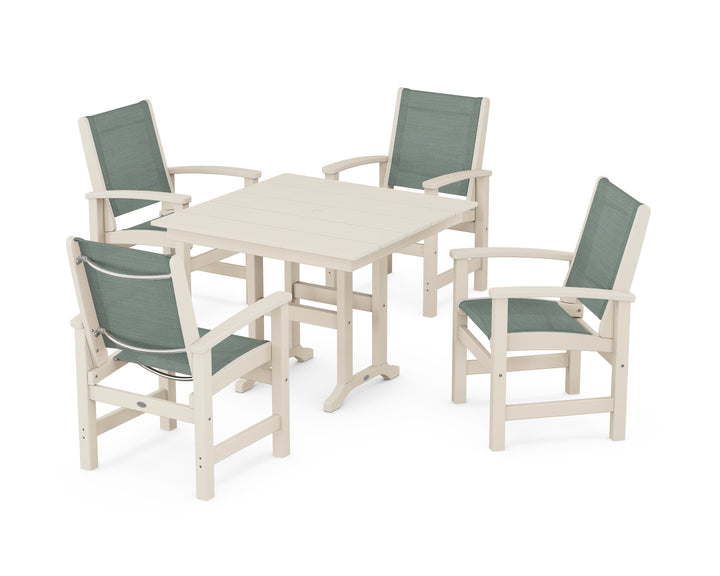 POLYWOOD® Coastal 5-Piece Farmhouse Dining Set