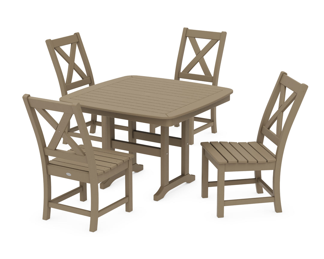POLYWOOD® Braxton Side Chair 5-Piece Dining Set with Trestle Legs