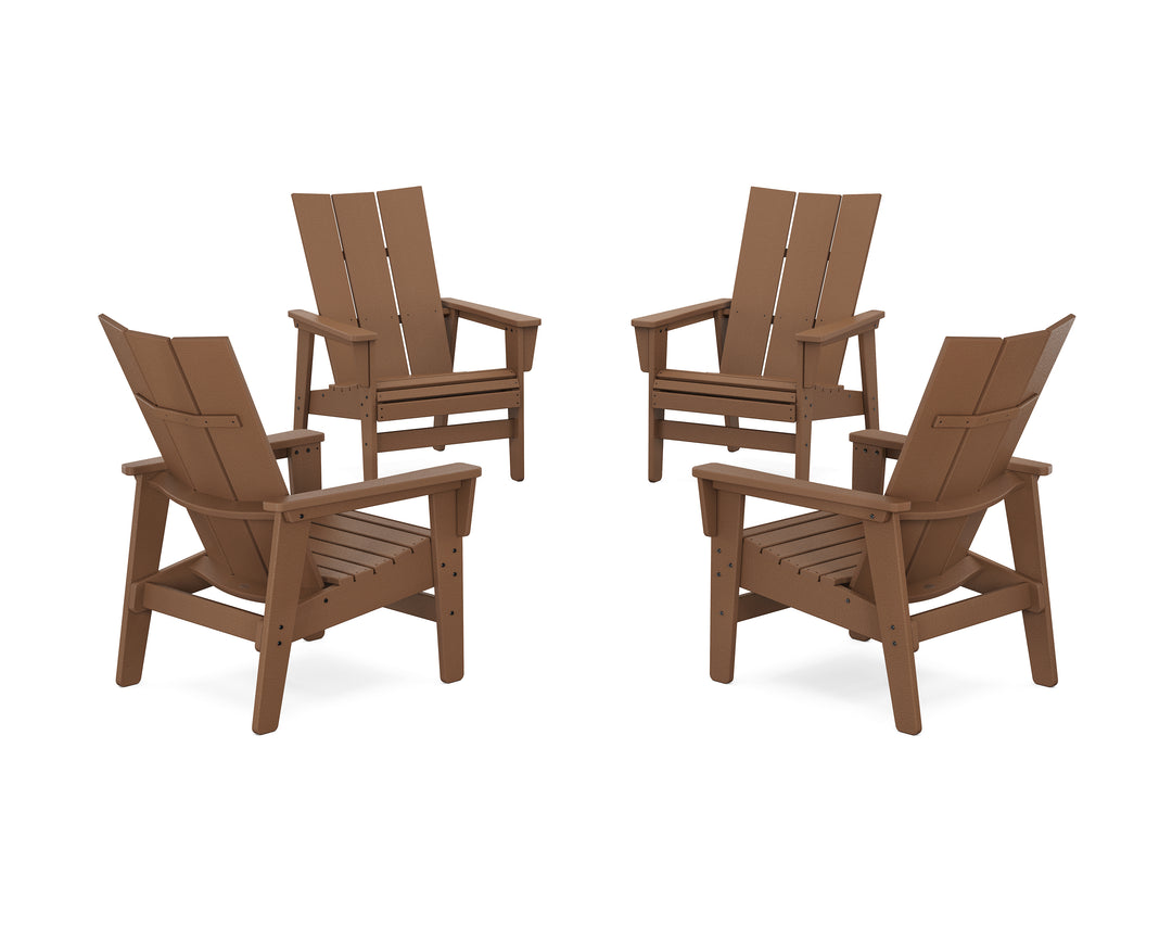 POLYWOOD® 4-Piece Modern Grand Upright Adirondack Chair Conversation Set