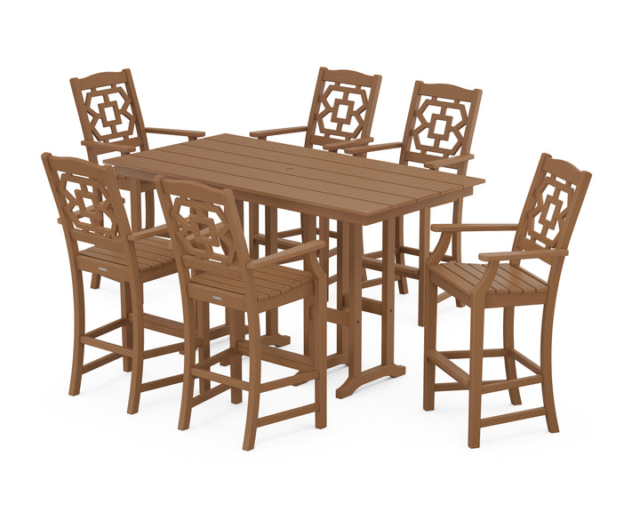 Martha Stewart by POLYWOOD® Chinoiserie Arm Chair 7-Piece Farmhouse Bar Set