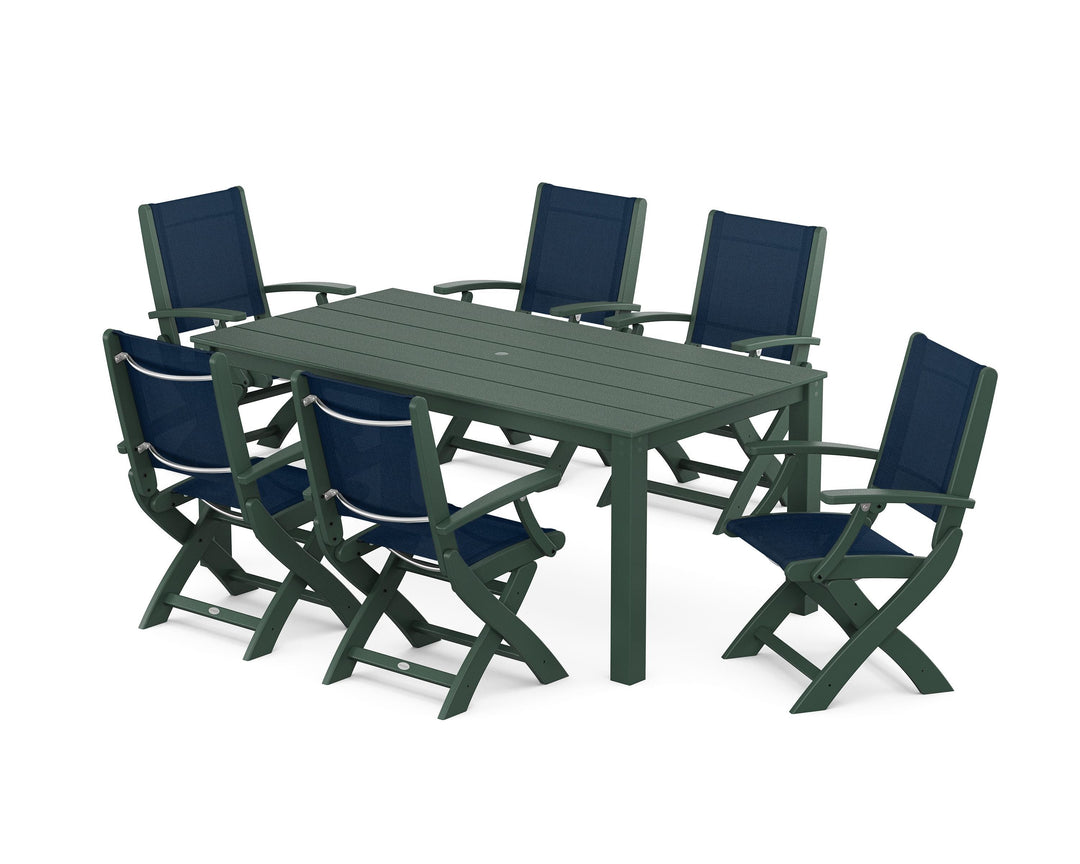 POLYWOOD® Coastal Folding Chair 7-Piece Parsons Dining Set