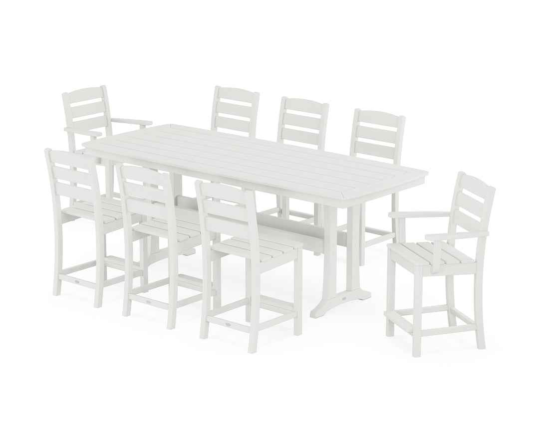 POLYWOOD® Lakeside 9-Piece Counter Set with Trestle Legs