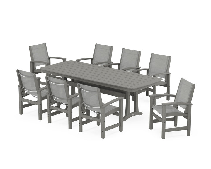 POLYWOOD® Coastal 9-Piece Dining Set with Trestle Legs
