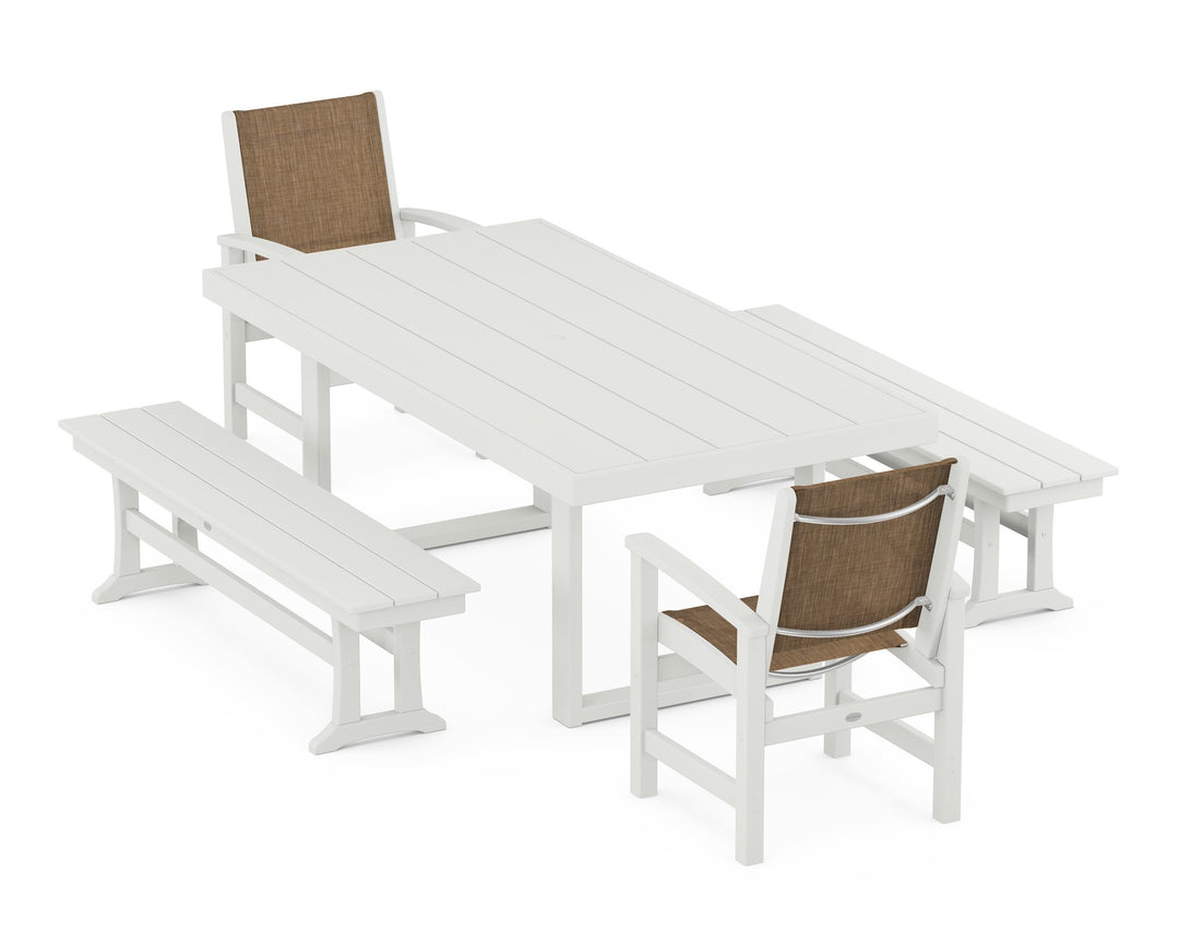 POLYWOOD® Coastal 5-Piece Dining Set with Trestle Legs