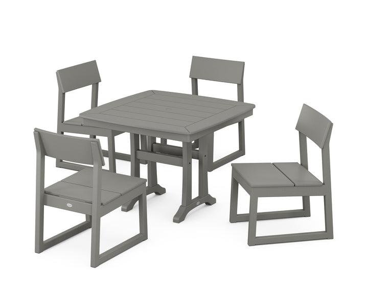 POLYWOOD® EDGE Side Chair 5-Piece Dining Set with Trestle Legs