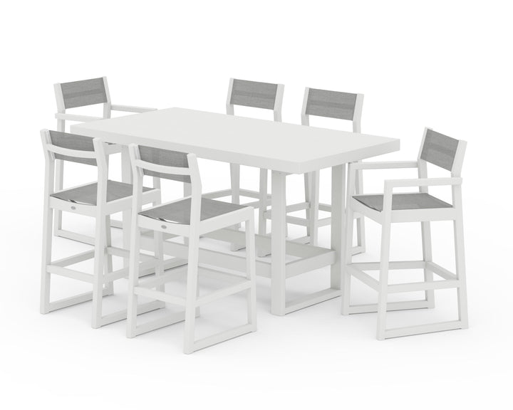 POLYWOOD® EDGE Sling 7-Piece Bar Table Set