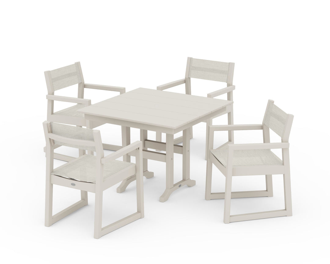POLYWOOD® EDGE Sling Arm Chair 5-Piece Farmhouse Dining Set
