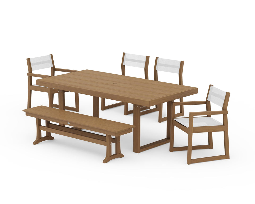 POLYWOOD® EDGE Sling 6-Piece Dining Set with Bench