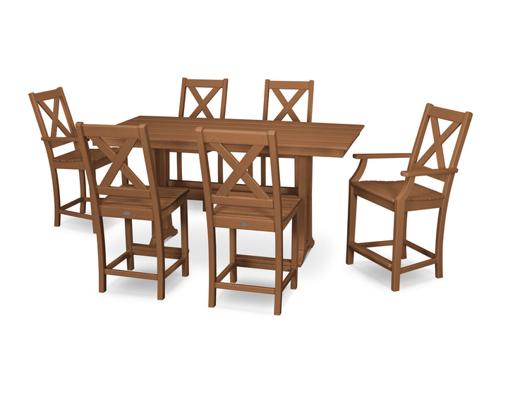 POLYWOOD® Braxton 7-Piece Farmhouse Trestle Counter Set