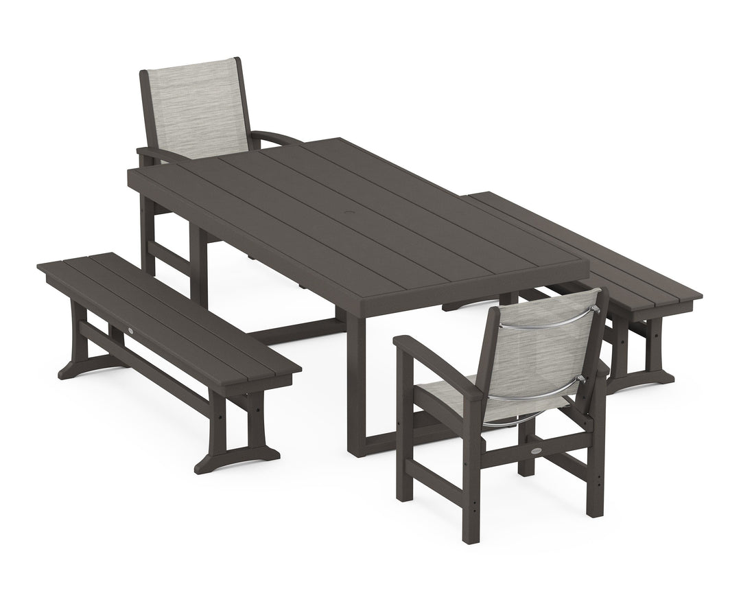 POLYWOOD® Coastal 5-Piece Dining Set with Trestle Legs