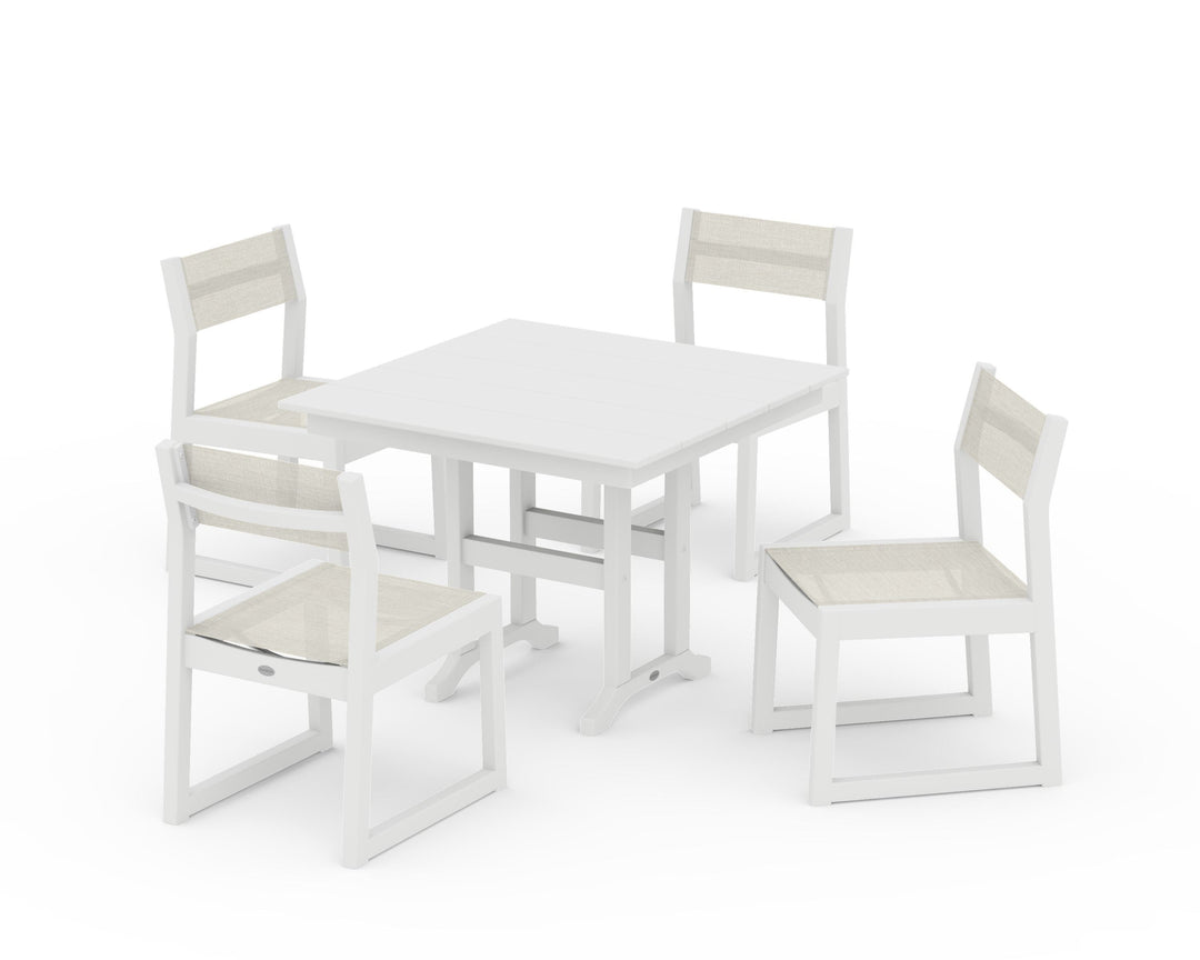 POLYWOOD® EDGE Sling Side Chair 5-Piece Farmhouse Dining Set