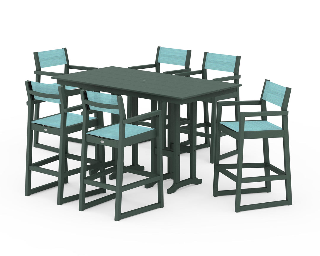 POLYWOOD® EDGE Sling Arm Chair 7-Piece Farmhouse Bar Set