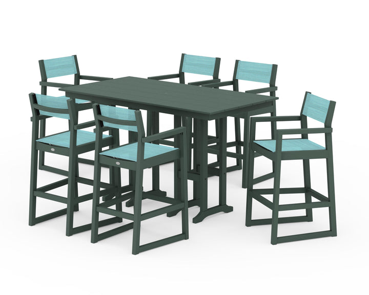 POLYWOOD® EDGE Sling Arm Chair 7-Piece Farmhouse Bar Set