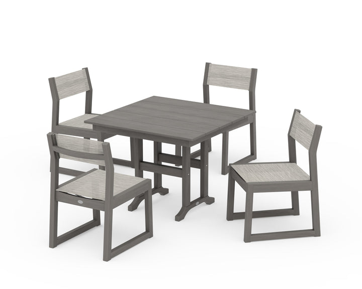 POLYWOOD® EDGE Sling Side Chair 5-Piece Farmhouse Dining Set