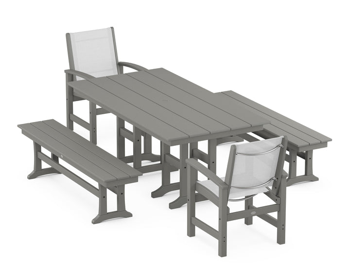 POLYWOOD® Coastal 5-Piece Farmhouse Dining Set