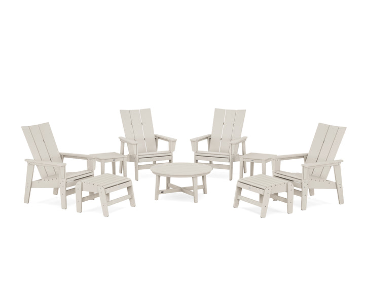 POLYWOOD® Modern Grand Upright Adirondack 9-Piece Conversation Set