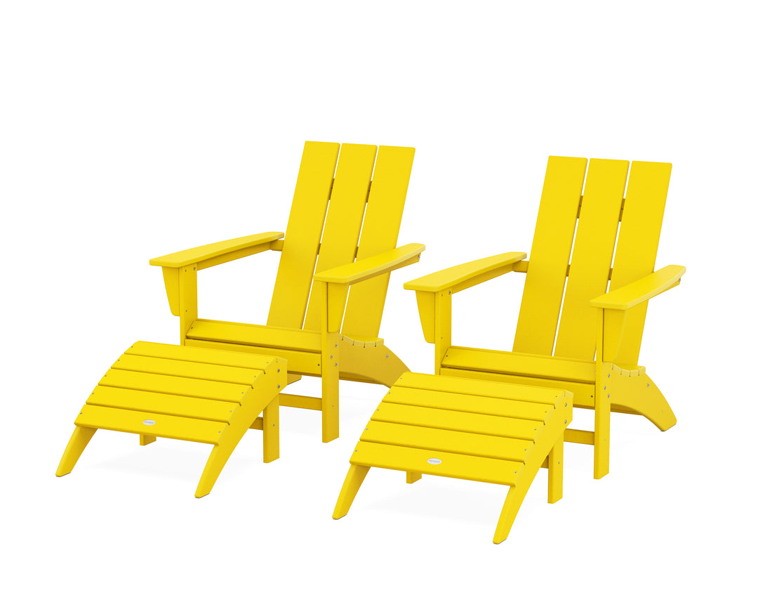POLYWOOD® Modern Adirondack Chair 4-Piece Set with Ottomans