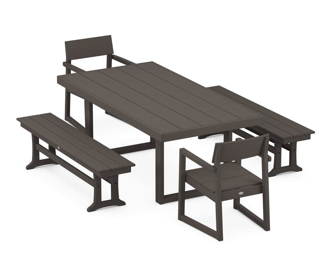 POLYWOOD® EDGE 5-Piece Dining Set with Benches