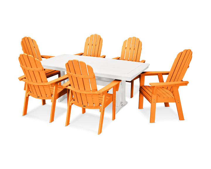 POLYWOOD® Vineyard Curveback Adirondack 7-Piece Dining Set with Trestle Legs