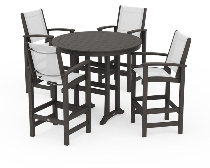 POLYWOOD® Coastal 5-Piece Nautical Trestle Bar Set
