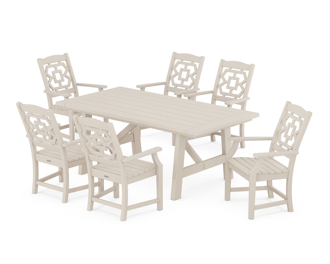 Martha Stewart by POLYWOOD® Chinoiserie Arm Chair 7-Piece Rustic Farmhouse Dining Set