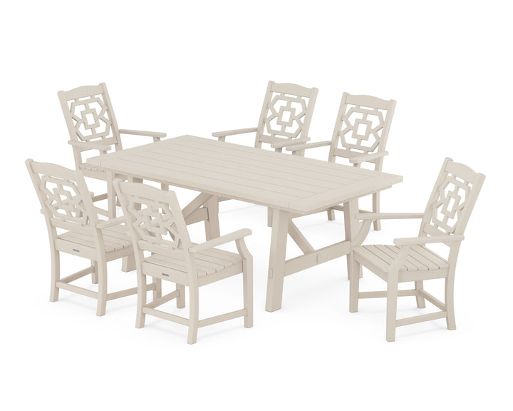 Martha Stewart by POLYWOOD® Chinoiserie Arm Chair 7-Piece Rustic Farmhouse Dining Set