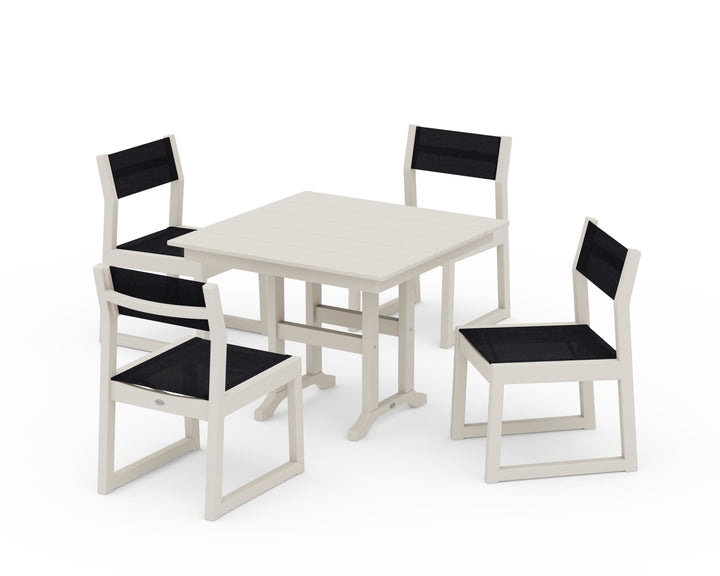 POLYWOOD® EDGE Sling Side Chair 5-Piece Farmhouse Dining Set
