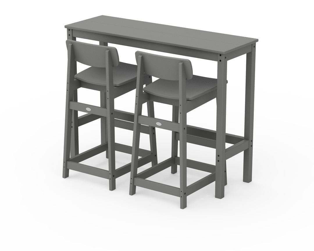 POLYWOOD® Modern Studio Urban Lowback Bar Chair 3-Piece Balcony Set